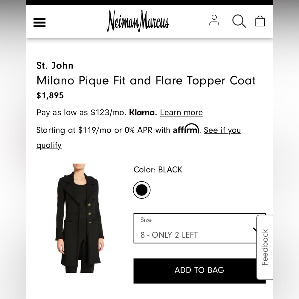 St. John Caviar Milano pique fit and flare topper coat
Navy